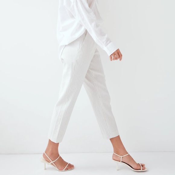 NWOT Aritzia Babaton Conan Linen Pants, Cropped, Stripped Dress Pant, classic - Picture 6 of 14